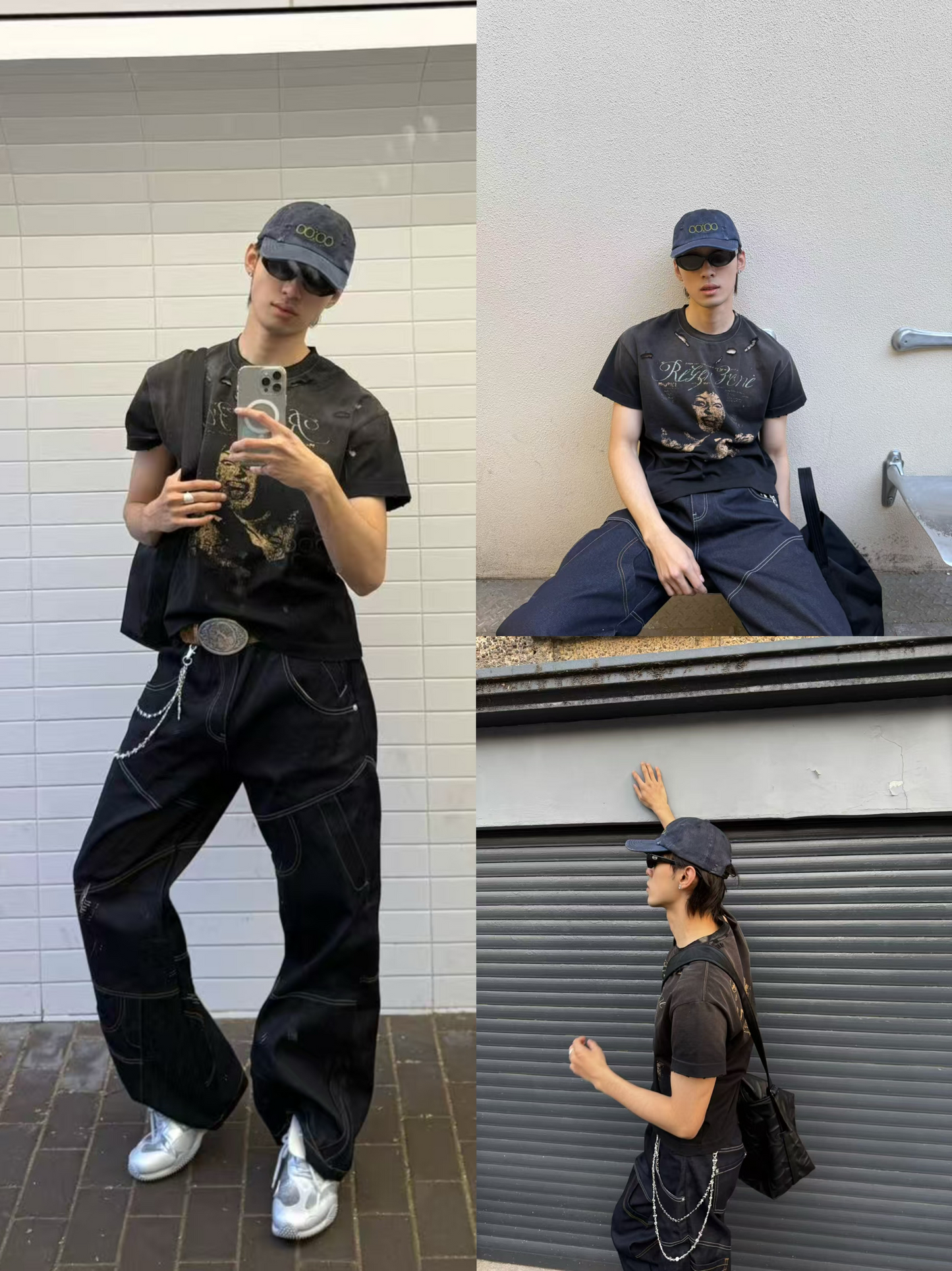 ウォッシュ加工×ダメージデザインTシャツ inloop040