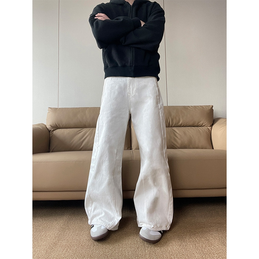 cleanfit 白 ストレートワイドデニム  inloop042